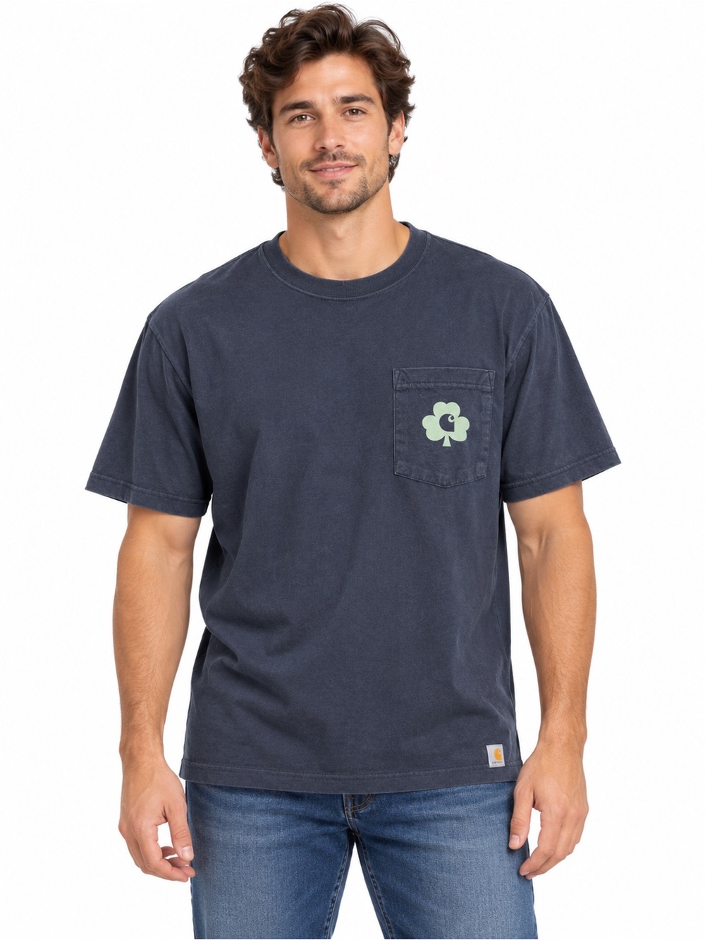 Carhartt Black Short-Sleeve Pocket Tee with Clover Chest Graphic